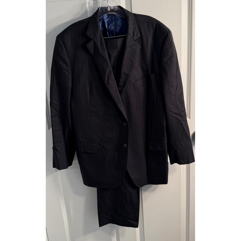 Brooks Brothers Golden Fleece Men Navy Pinstripe Full Canvas Tailored Suit